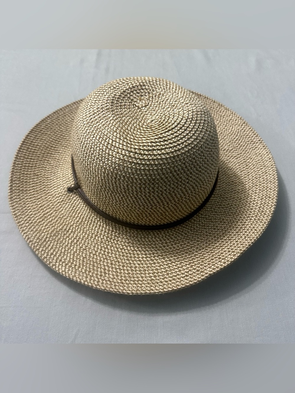 Solar Escape Fedora Sun Hat Tan Straw Wide Brim UPF 50+ Adjustable Beach OS